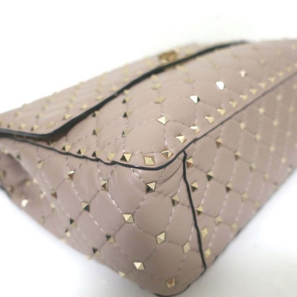 Valentino Large Rockstud Spike Chain Strap Bag Poudre Leather - Picture 8 of 11